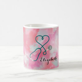 Elegant Rosa Vattenfärgen Nurse Doktor Kaffemugg