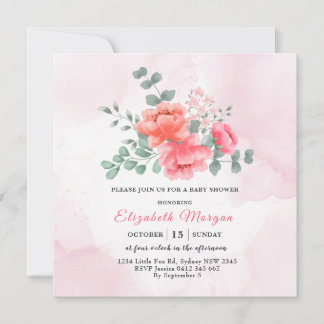 Elegant  rosa vattenfärgsbabydusch