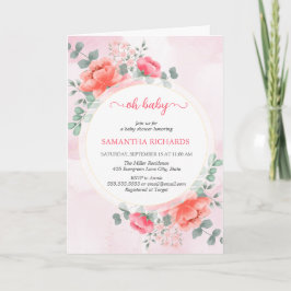 Elegant rosa vattenfärgsbabydusch inbjudan