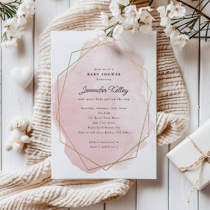 Elegant Rosa Vattenfärgsbabyskor för Inbjudningar