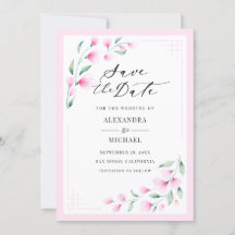 Elegant  Rosa Vattenfärgsblommor Bröllop