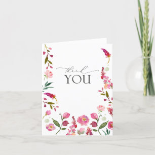 Elegant Rosa Vattenfärgsblommor - tack vare ditt k Kort