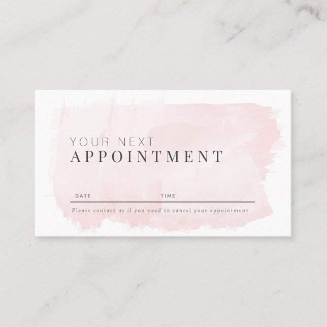 Elegant Rosa Vattenfärgssalon-avtalskort Visitkort (Framsida)