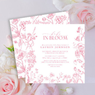 Elegant Rosa Victorian Blommigt Baby i Bloom Inbjudningar