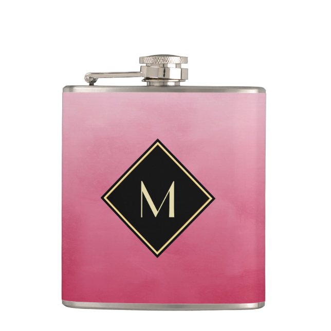 Elegant Rosa vid borstat med enkelt Guld Monogram Fickplunta (Framsidan)