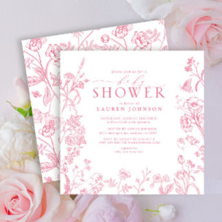 Elegant Rosa Viktorian Blommigt Baby Shower Inbjudningar