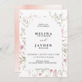 Elegant Rosa Vild Blommigt Arch Bröllop Inbjudningar