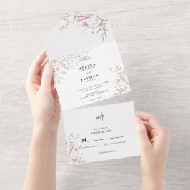 Elegant Rosa Vild Blommigt Bröllop