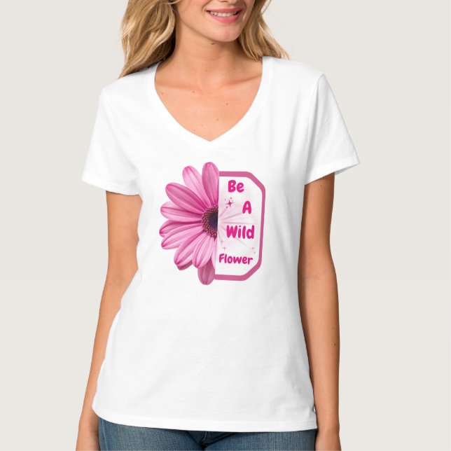Elegant rosa vildblomma-citat Damtröja T Shirt (Framsida)
