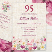 Elegant rosa vildblomma linnefest för 95-årsdag