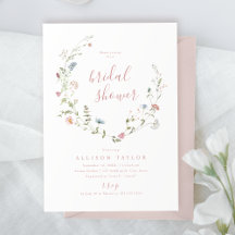 Elegant Rosa Vildblomma Rustik Boho Bröllopsdusch