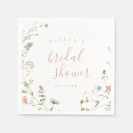 Elegant Rosa Vildblomma Rustik Boho Bröllopsdusch  Pappersservett
