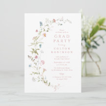 Elegant Rosa Vildblomma Rustik Boho Examen