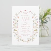 Elegant Rosa Vildblomma Rustik Boho Examen