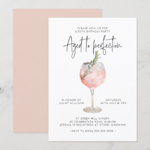 Elegant Rosa Vin Åldras till Perfektion 50:e födel Inbjudningar