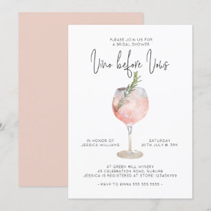 Elegant Rosa Vino före Vows-Möhippa Inbjudningar