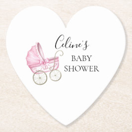 Elegant Rosa Vintage Baby Carriage babydusch Underlägg Papper