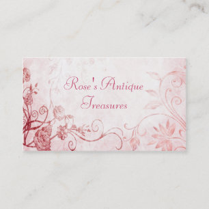 Elegant Rosa Vintage Flower Shop Visitkort