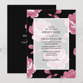 Elegant Rosa Vintage Ro bröllopsinbjudningar Inbjudningar