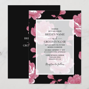 Elegant Rosa Vintage Ro bröllopsinbjudningar Inbjudningar