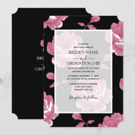 Elegant Rosa Vintage Ro bröllopsinbjudningar Inbjudningar