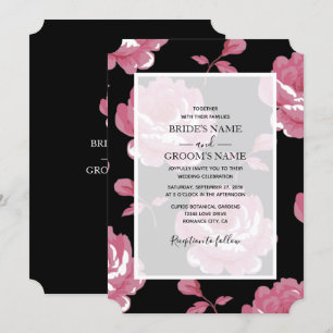 Elegant Rosa Vintage Ro bröllopsinbjudningar Inbjudningar