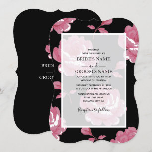 Elegant Rosa Vintage Ro bröllopsinbjudningar Inbjudningar