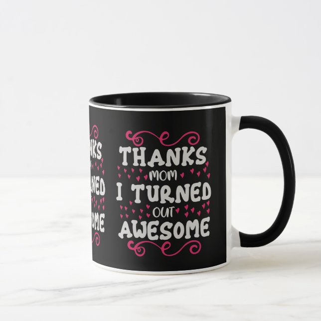 Elegant Rosa Virvelmönster Typografi Tvåtons Mugg (Höger)