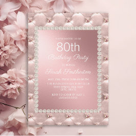 Elegant  Rosa Vit 80:e Födelsedagsfesten Inbjudningar