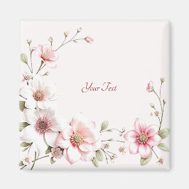 Elegant rosa vit blom-magnet magnet