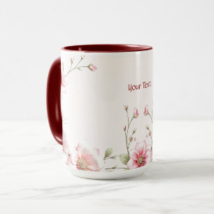 Elegant rosa vit blomkruka mugg