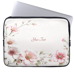 Elegant rosa vit blommig laptopfodral laptop fodral