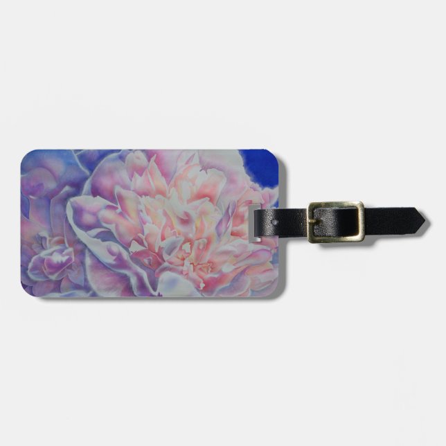 Elegant rosa vit blommigt med vit pastellfärgsplas bagagebricka (Horisontell Framsida)