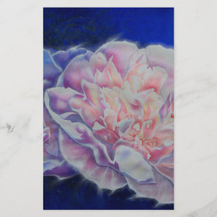 Elegant rosa vit blommigt med vit pastellfärgsplas brevpapper