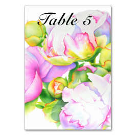 Elegant rosa, vit blommigt, vattenfärg bordsnummer