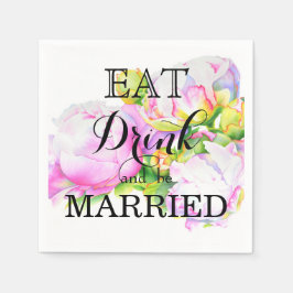 Elegant rosa, vit blommigt, vattenfärg pappersservett