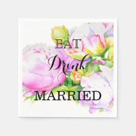 Elegant rosa, vit blommigt, vattenfärg pappersservett