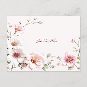 Elegant rosa vit blomster postkort vykort