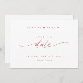 Elegant, Rosa, vit enkel Bröllop Spara Datumet