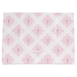 Elegant rosa, vit guld kor mönster-baptism