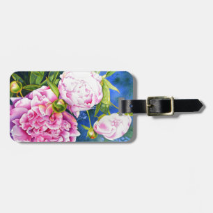 Elegant rosa vit klassisk blomstermålning i akvare bagagebricka