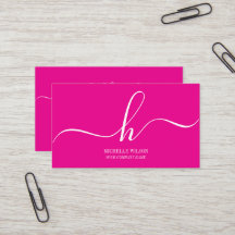 Elegant Rosa Vit Monogram Initial Förnamn Skrift