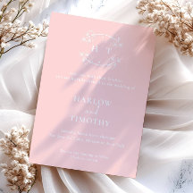 Elegant rosa vit monogram kalligrafi Bröllop