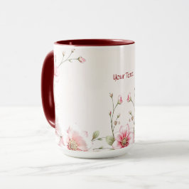 Elegant Rosa Vita Blommigten Mugg