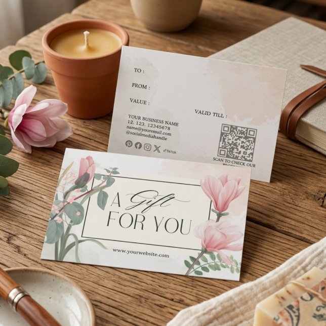 Elegant Rosa Vita Blommor En Gåva Till Dig Visitkort (Skapare uppladdad)