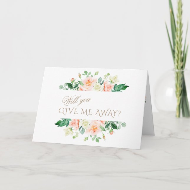 Elegant Rosa  vitblommor Bröllop Inbjudan (Framsida)