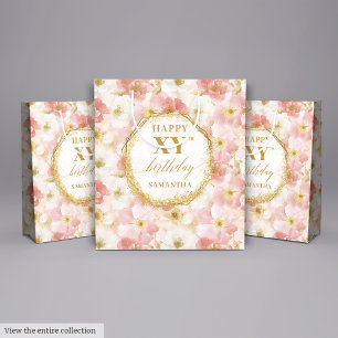 Elegant Rosa Watercolor Birthday Gift Bag