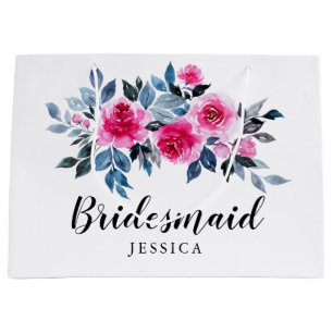 Elegant Rosa Watercolor Blommigt Bridesmaid