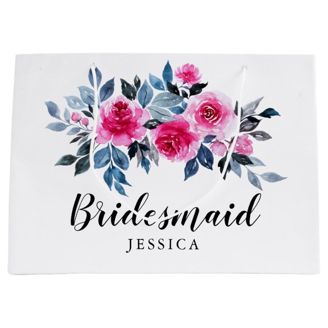 Elegant Rosa Watercolor Blommigt Bridesmaid (Framsidan)