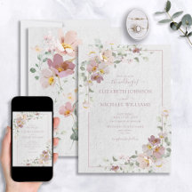 Elegant  Rosa Watercolor Blommigt Bröllop